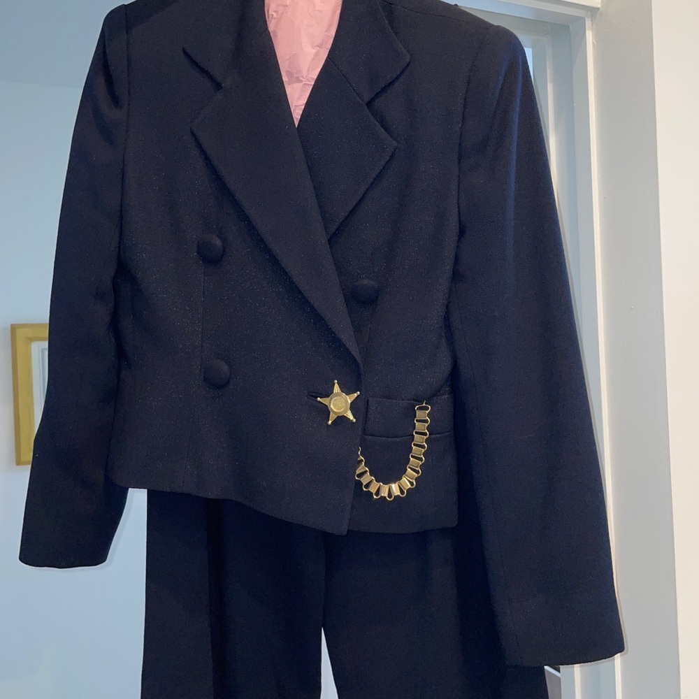 Vintage ilie wacs navy embellished suit